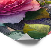 Hooglandrund en Roze Rozen Poster (Hoek)