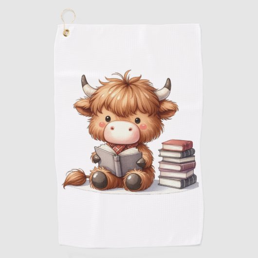 Hooglandrund Leesboeken Golfhanddoek (Voorkant)