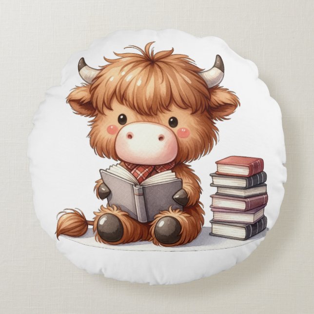 Hooglandrund Leesboeken Rond Kussen (Voorkant)