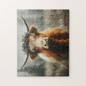 Hooglandrund Met Kerstkrans Kroon Legpuzzel (Verticaal)