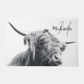 Hooglandrund portret eerste monogram zwart wit deurmat (Voorkant)