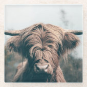 Hooglandrund portret glazen onderzetter (Voorkant)