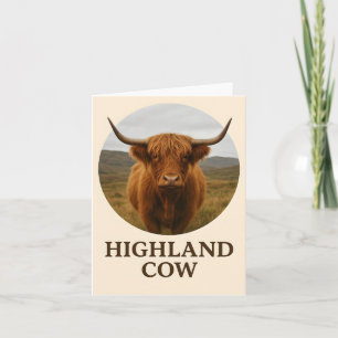 Hooglandrund Portret Poster met "Highland Cow"  Feestdagen Kaart