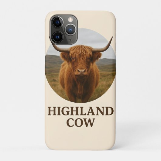 Hooglandrund-portretposter met "Highland Cow" Case-Mate iPhone Case (Achterkant)