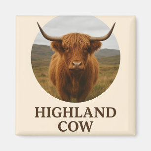 Hooglandrund Portretposter met "Highland Cow"  Magneet