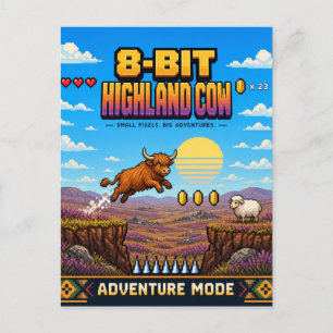 Hooglandrund, Retro 8-Bit Pixelkunst Briefkaart