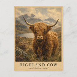 Hooglandrund Schotland VINTAGE Briefkaart