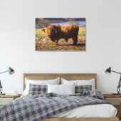 Hooglandrund Stier, Schotland Canvas Afdruk (Insitu (Slaapkamer))