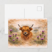 Hooglandrund - Watercolour Dieren Briefkaart (Voorkant / Achterkant)
