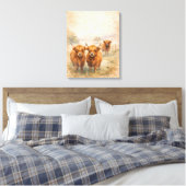 Hooglandrund - Watercolour Dieren Canvas Afdruk (Insitu (Slaapkamer))