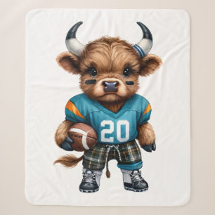 Hooglandrunderen en American Football Sherpa Deken
