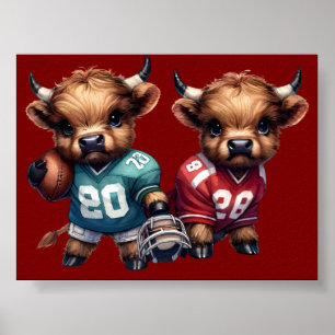 Hooglandrunderen en voetbal poster