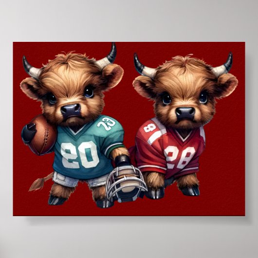 Hooglandrunderen en voetbal poster (Voorkant)