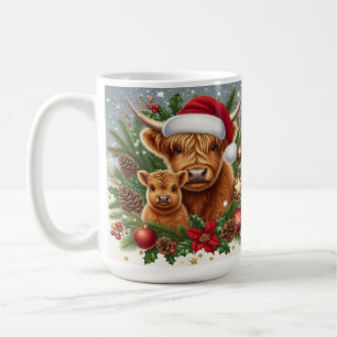 Hooglandrunderen in Festive Kerstkrans Koffiemok