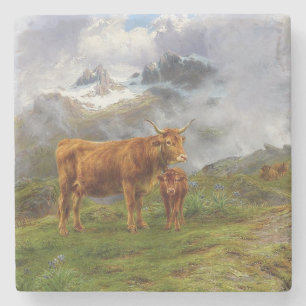 Hooglandrundvee (door Rosa Bonheur) Stenen Onderzetter