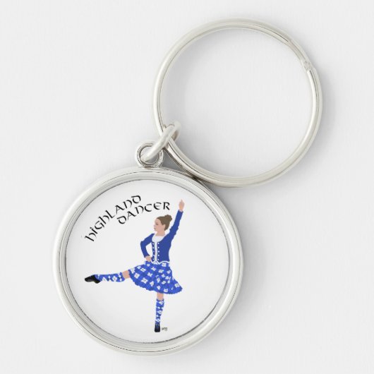 Hooglandse danser in het blauw sleutelhanger (Voorkant)