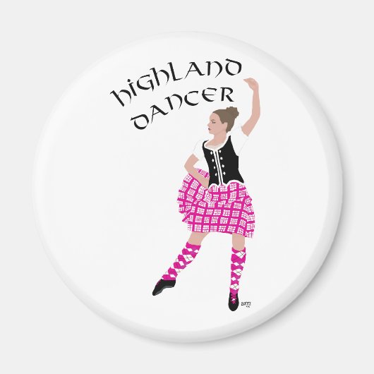 Hooglandse Danser Roze Magneet (Voorkant)