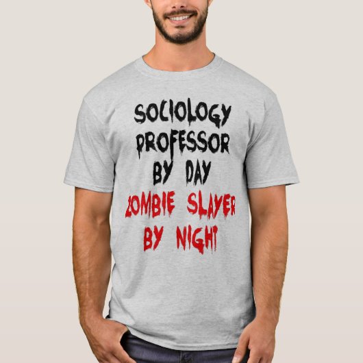 Hoogleraar sociologie Zombie Joke T-shirt (Voorkant)