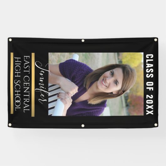 Hoogleraar voor zwarte en goudschool spandoek (Horizontaal)