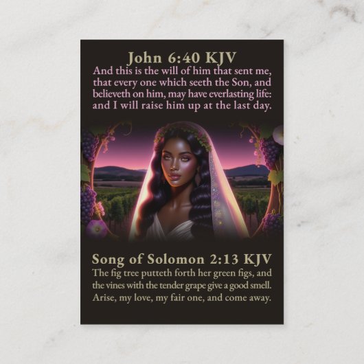 Hooglied 2:8-10, 13 en Johannes 6:40 Kaart Visitekaartje (Achterkant)