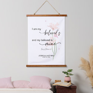 Hooglied 6:3 Ik ben van mijn geliefde met bloem Hangend Wandkleed