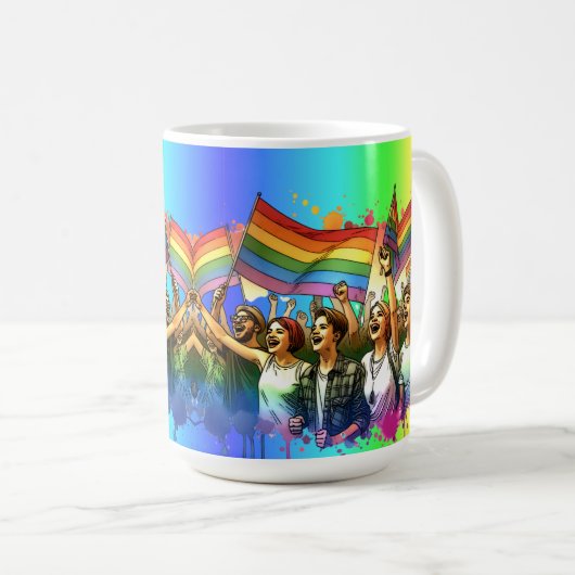 hoogmoed | LGBTQIA + mensen en vlaggen Koffiemok (Voorkant rechts)