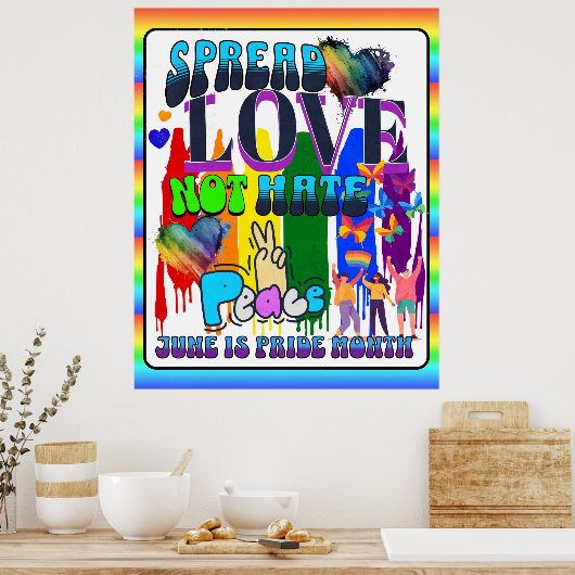 hoogmoed | Verspreid Liefde Niet Haat Poster (Keuken)