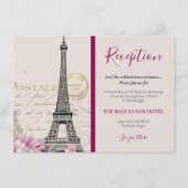 hoogoventoren in Parijs Roze bloesems bruiloft Informatiekaartje (Voorkant)