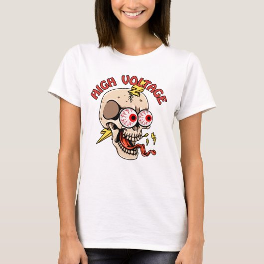 Hoogspanning schedel macht elektricien Lineman T-shirt (Voorkant)