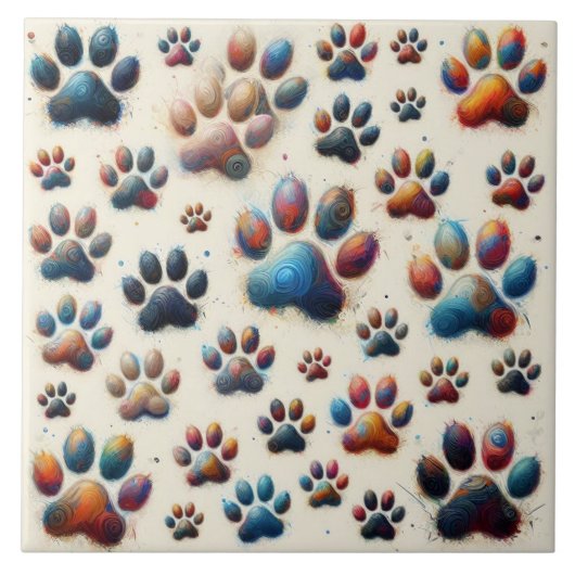 Hoogspanningsgekleurde hoekpootafdruk tegeltje (Voorkant)