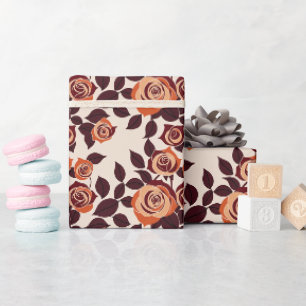Hoogst Gestileerde Rozen In Oranje Tinten Cadeaupapier