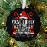 Hoogst waarschijnlijk Drink hete chocolade marshma Ornament Kaart<br><div class="desc">Hoogstwaarschijnlijk Drink warme chocolademelk met extra marshmallows Christmas Family Matching</div>