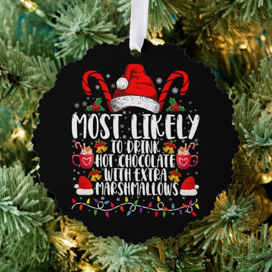 Hoogst waarschijnlijk Drink hete chocolade marshma Ornament Kaart (Insitu (Drie))