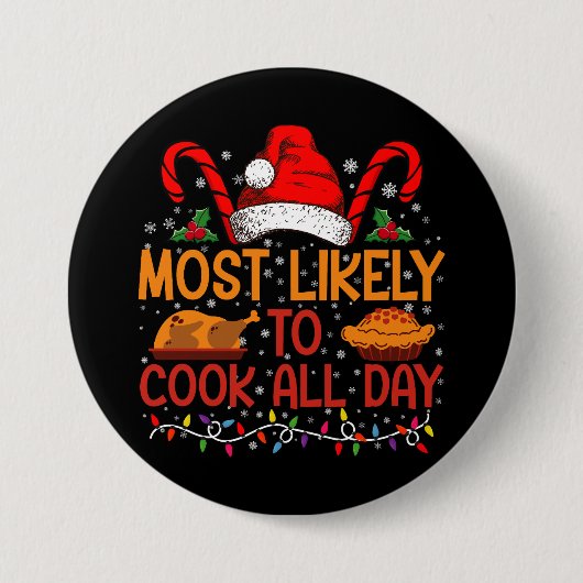Hoogst waarschijnlijk om de hele dag Thanksgiving Ronde Button 7,6 Cm (Voorkant)
