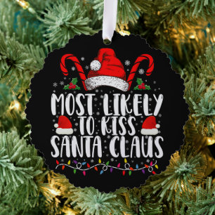 Hoogst waarschijnlijk om Kerstman Kerstmis familie Ornament Kaart