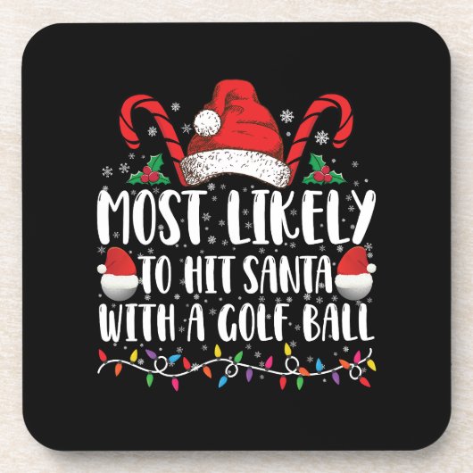 Hoogst waarschijnlijk om Kerstman met een golfbal  Bier Onderzetter (Voorkant)