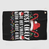 Hoogst waarschijnlijk om Kerstman met een golfbal  Golfhanddoek (Horizontaal)