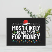 Hoogst waarschijnlijk om Kerstman om geld te vrage Kaart (Staand voorkant)