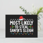 Hoogst waarschijnlijk om Kerstman's slee Kerstmis  Kaart (Staand voorkant)