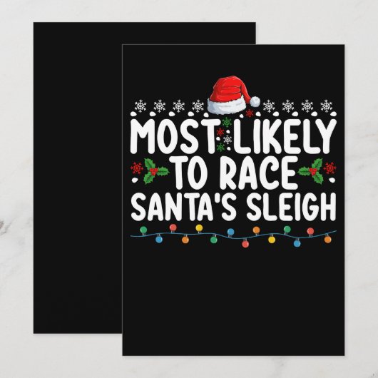 Hoogst waarschijnlijk om Kerstman's slee Kerstvaka Kaart (Voorkant / Achterkant)