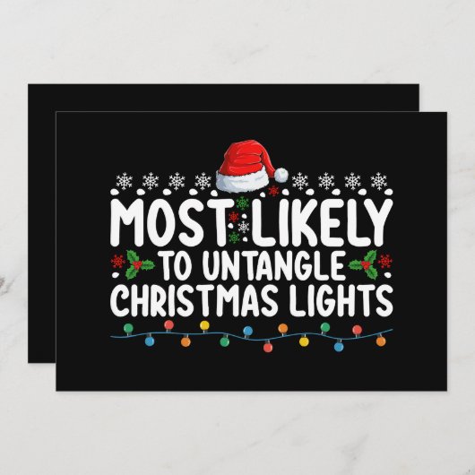 Hoogst waarschijnlijk om kerstverlichting vakantie kaart (Voorkant / Achterkant)