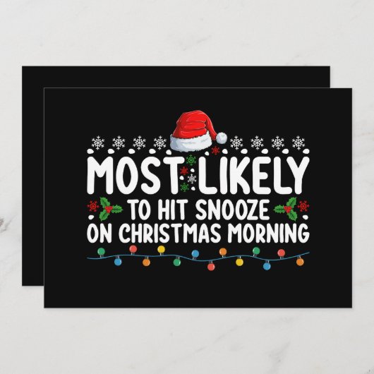 Hoogst waarschijnlijk om snooze op kerstochtend ho kaart (Voorkant / Achterkant)