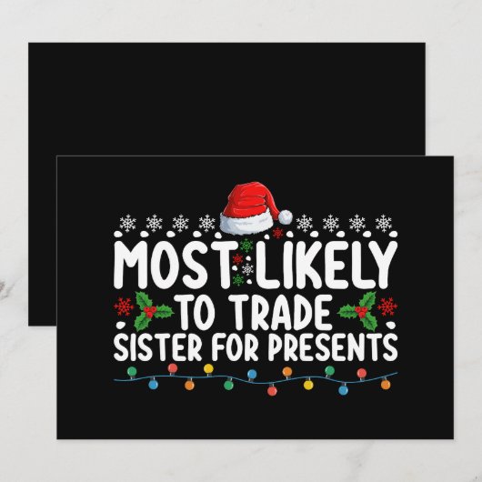 Hoogst waarschijnlijk om zuster voor Cadeaus Kerst Kaart (Voorkant / Achterkant)