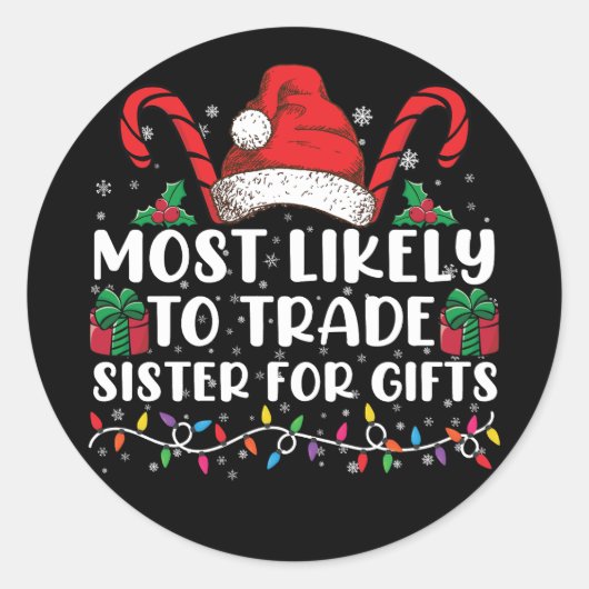 Hoogst waarschijnlijk om zuster voor giften famili ronde sticker (Voorkant)