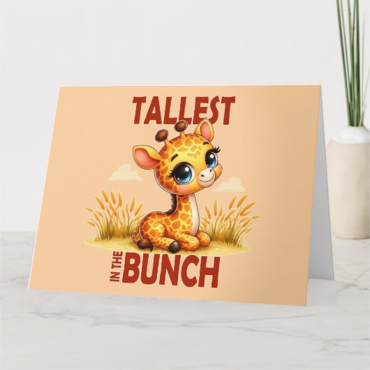 Hoogste in de Bunch pun Schattigee Baby Giraffe ca Bedankkaart (Voorkant)