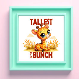 Hoogste in de Bunch pun Schattigee Baby Giraffe ca Foto Afdruk