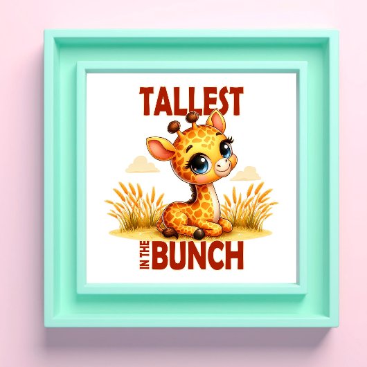 Hoogste in de Bunch pun Schattigee Baby Giraffe ca Foto Afdruk