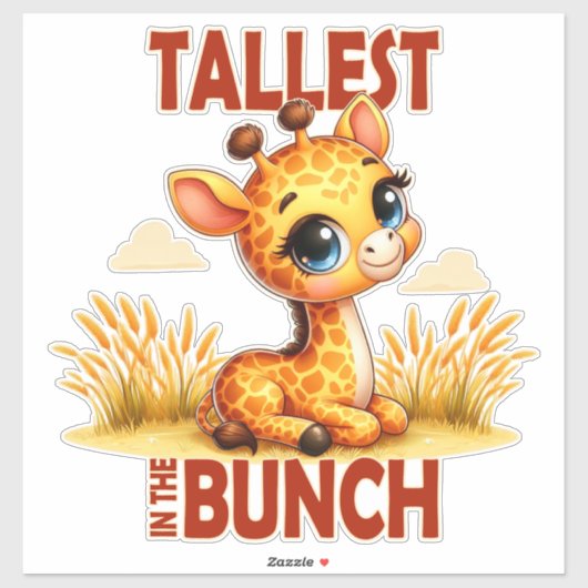Hoogste in de Bunch pun Schattigee Baby Giraffe ca Sticker (Vel)