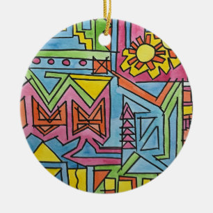 Hoogste noon-Whimsical Moderne Geometrische Kunst Keramisch Ornament