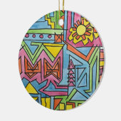 Hoogste noon-Whimsical Moderne Geometrische Kunst Keramisch Ornament (Links)